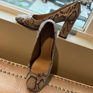 Chunky heel snake skin heel